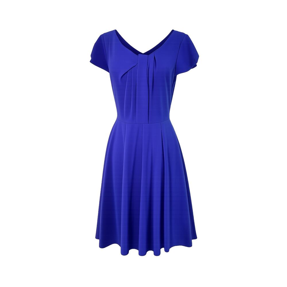 Betsy Johnson Purple Fit & Flare Pleated Front Cap Sleeve Party Cocktail Dress14